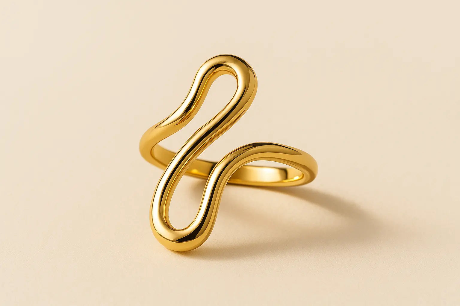 Double S-Shaped Ring - 18K Gold Plated Opening Design - Miraelia jewelry&Accessories