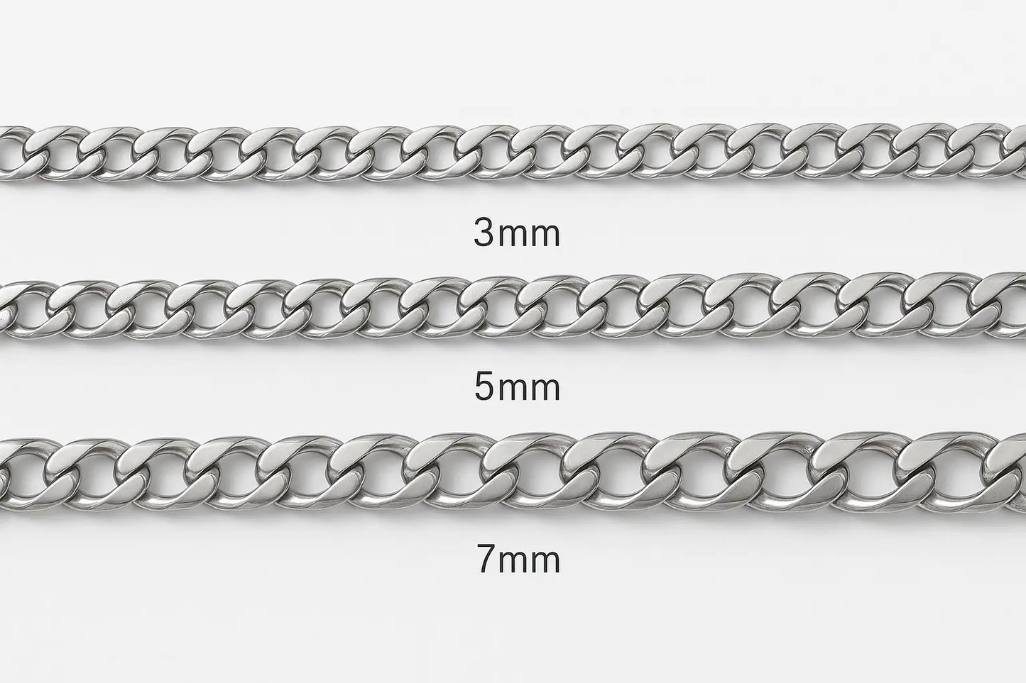 Basic Punk Stainless Steel 3,5,7mm Curb Cuban Necklaces For Men Women - Miraelia jewelry&Accessories