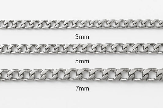 Basic Punk Stainless Steel 3,5,7mm Curb Cuban Necklaces For Men Women - Miraelia jewelry&Accessories