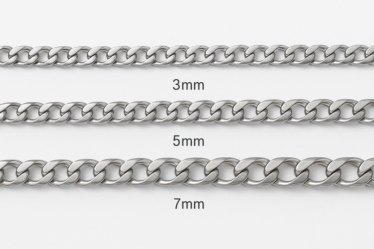 Basic Punk Stainless Steel 3,5,7mm Curb Cuban Necklaces For Men Women - Miraelia jewelry&Accessories