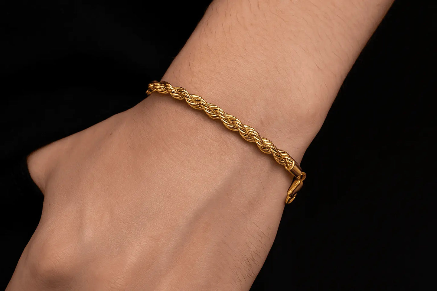 18K Gold Silver Plated 4MM Rope Chain Bracelet for Men - Miraelia jewelry&Accessories