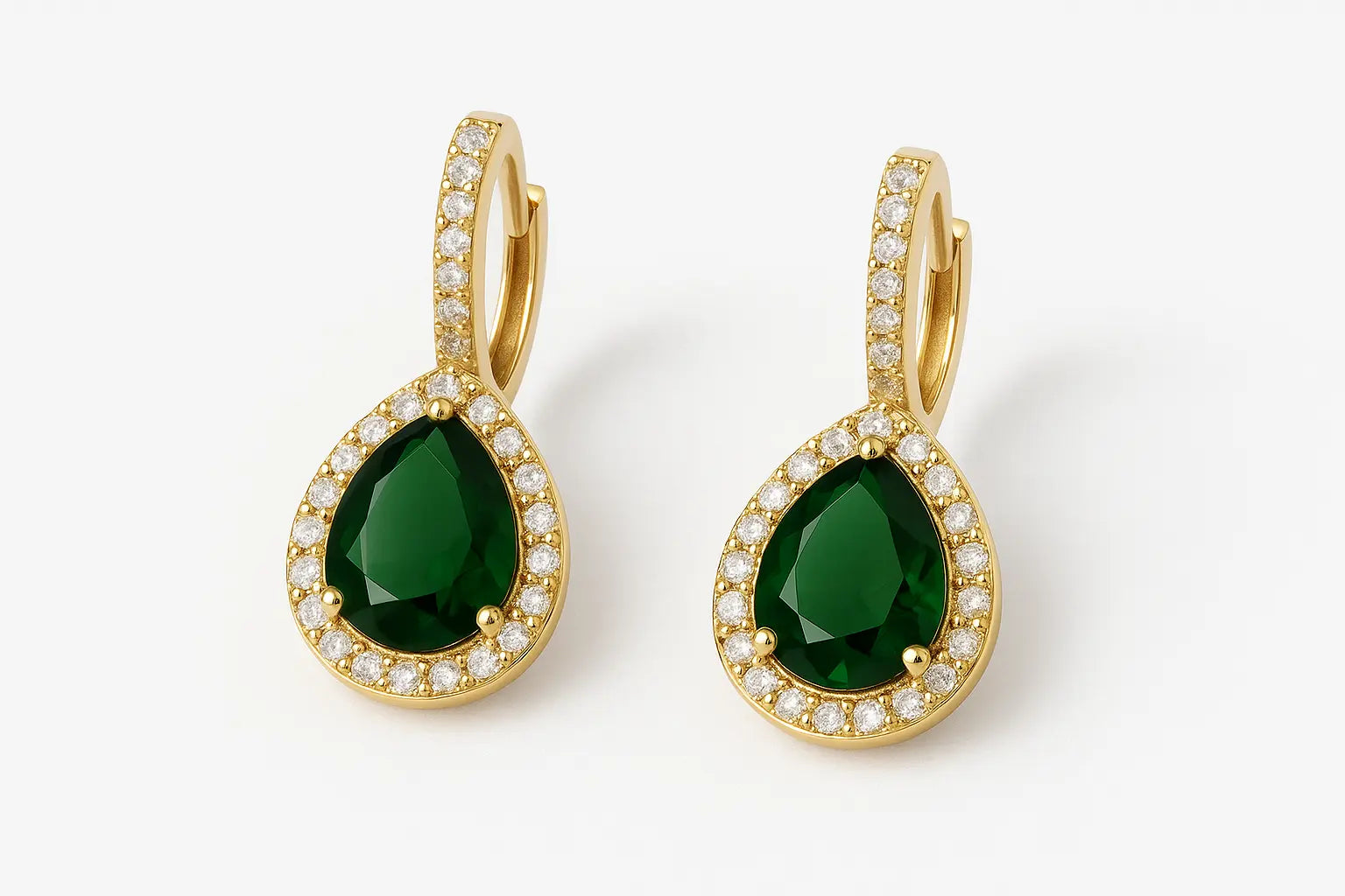 316L Stainless Steel Green Water Droplet Zircon Earrings - Miraelia jewelry&Accessories