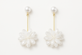 Exaggerated White Flower Drop Earrings Elegant Imitation Pearl Dangle - Miraelia jewelry&Accessories