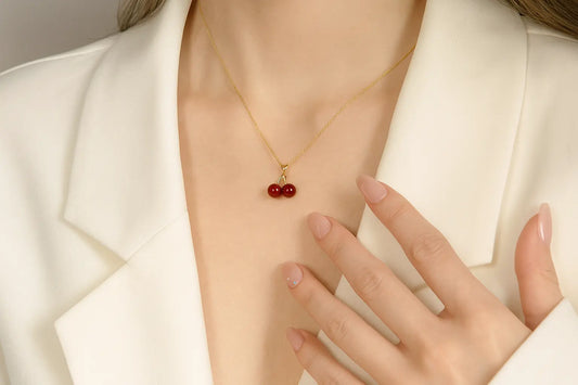 Little Wine Red Cherry Pendant Necklaces For Women Fashion Personality - Miraelia jewelry&Accessories
