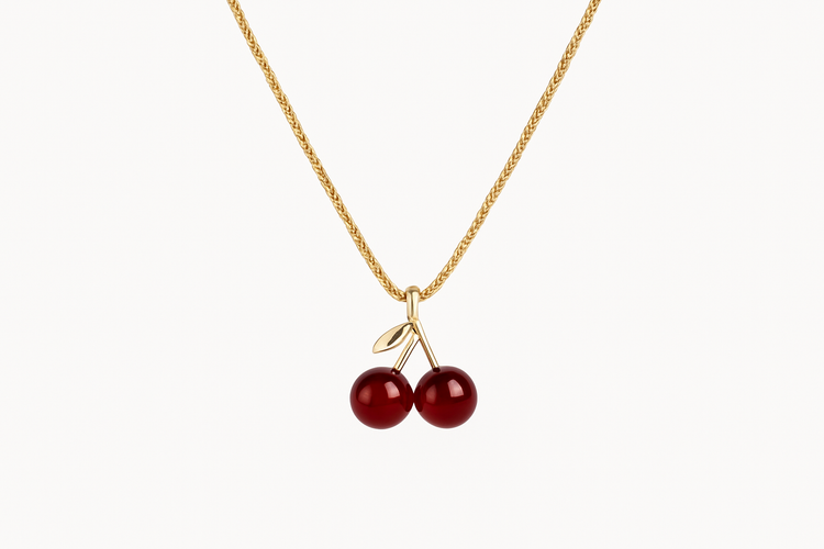 Little Wine Red Cherry Pendant Necklaces For Women Fashion Personality - Miraelia jewelry&Accessories